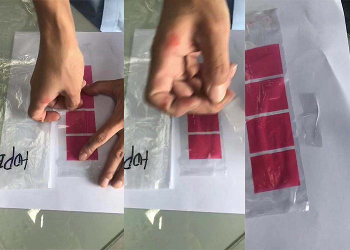 魯科水性塑料油墨附著力測(cè)試效果